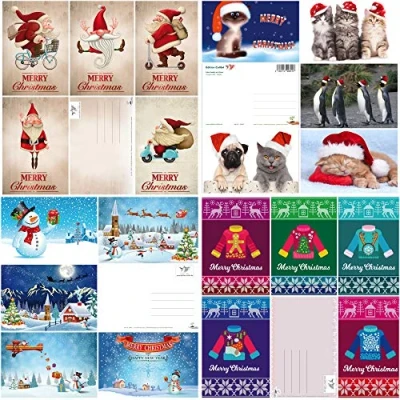 Imagen de divertidas tarjetas de Navidad (juego mixto 2): 20 diseños una mezcla colores y postales Edition Colibri