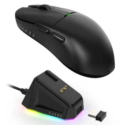 Imagen de MAGIC REFINER X AJAZZ AJ159P Ratón Inalámbrico Para Juegos Con Base De Carga Magnética RGB, PC Cable 2.4G/USB C, Sensor PAW3395, 6 DPI Ajustables Hasta 26000 PC/Mac Negro