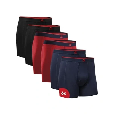 Imagen de DANISH ENDURANCE Calzoncillos de Bambú Premium para Hombre, Bóxers Hombre Transpirables, 6 Pack Multicolor (2xNegro, 2xRojo, 2xAzul Marino) 3XL
