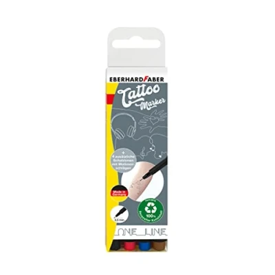 Imagen de Eberhard Faber 559505 Set de rotuladores para tatuajes One Line, 4 en estuche plástico con plantillas