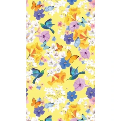 Imagen de Livingwalls Papel pintado no tejido con flores en amarillo, azul y blanco, para varias habitaciones, XXL, 2,80 x 1,59 m