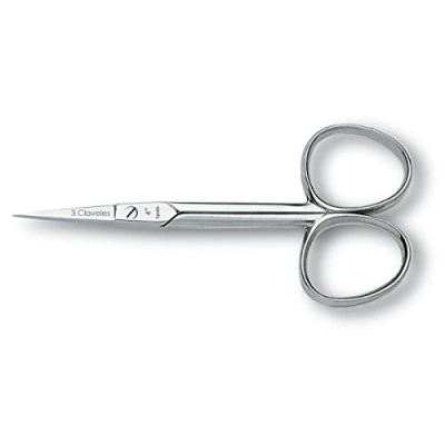 Imagen de 3 Claveles Tijera Manicura Recta De 10 Cm, Para Cortar Y Remover Cutículas Las Manos, Profesional, Acero Carbono, Niquelada, Forjada, 4&quot;, 38 g
