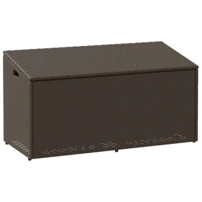 Imagen de vidaXL Caja de almacenaje jardín ratán sintético marrón 110x50x58 cm, Almacenamiento jardín, Cojines al Aire Libre, Libre
