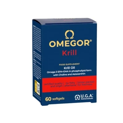 Imagen de Omegor Krill Aceite de Kril (60 Cápsulas) ‒ Con Fosfolípidos, Colina, Omega 3 EPA, DHA y Astaxantina Alta Biodisponibilidad Sin Sabor a Pescado Certificado IFOS