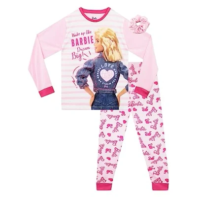 Imagen de Barbie Pijama Niña Set de Verano y Scrunchie Rosa 6 7 años