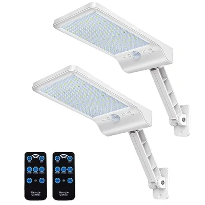 Imagen de COLBOR Luz Solar Exterior, Foco Exterior 56 LED con Sensor de Movimiento 3 Modos IP65 Impermeable Farola Potente Control Remoto (Blanco),