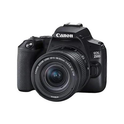 Imagen de Kit cámara réflex Canon EOS 250D EF S 18 55mm f3.5 5.6 III, 24.1 mp, WiFi, CMOS, 4K, Negro