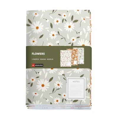 Imagen de Miquelrius Cuadernos A5 (142 x 210 mm) cosidos, Pack de 3 libretas, Interior blanco punteado, 32 Hojas 80 g/m² cada uno, Cubiertas cartoncillo textura, Colección Spring Flowers