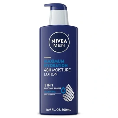 Imagen de Nivea Men Maximum Hydration Lotion for Dry Skin, 3 in 1 Body, Face and Hands Sea Minerals 16.9 Ounce by