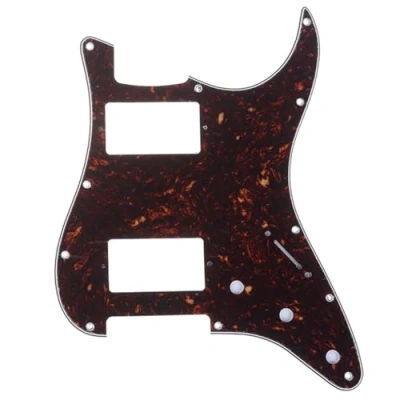 Imagen de Musiclily Pro 11 Agujeros HH Strat Pickguard Humbucker Golpeador para Guitarra Fender American/México Standard Stratocaster Estilo Moderno, 4 capas Tortosie