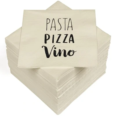 Imagen de 100 servilletas, 3 capas, 33 x cm, pasta de pizza, vino