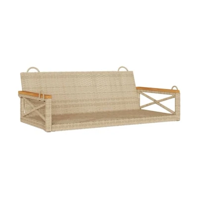 Imagen de vidaXL Banco Columpio de ratán sintético Beige 109x62x40 cm, Silla Colgante, Asiento Columpio, Colgante ratán, Hamaca