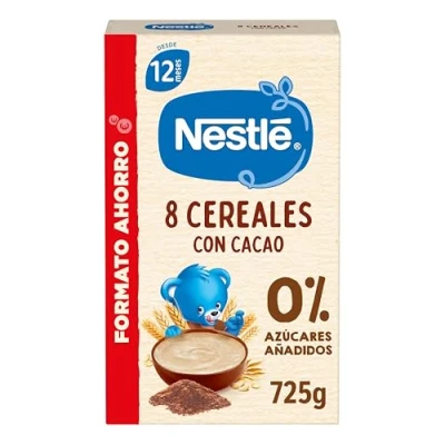 Imagen de Nestlé Papilla 8 Cereales con Cacao, sin azúcares añadidos, a partir de los 12 meses, 725 g