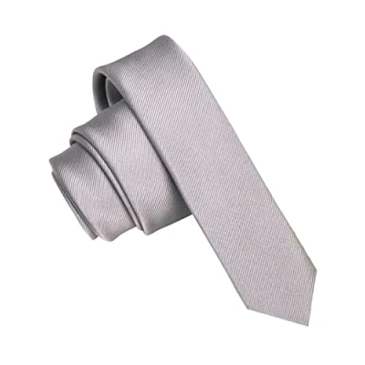 Imagen de JEMYGINS Corbata de Hombre Ajustada Color Sólido a Rayas Diagonales 4 cm Ancho Gris