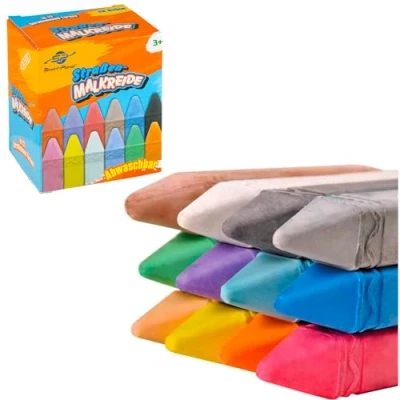 Imagen de Smart Planet Juego de Tiza para niños en 12 colores coloridos 10 x 2 cm pintar calle Tizas solubles agua exteriores