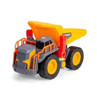 Imagen de Dickie Toys Gama Volvo Series, Excavadora Retro de Juguete, Función Pesaje 3 Niveles, con Sistema Ruedas Giro Libre, Luz y Sonido, Apto para Niños Niñas a Partir Años 30 cm