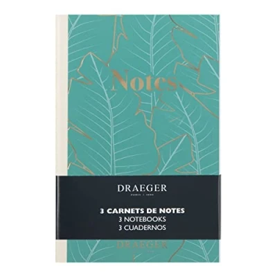Imagen de Draeger Paris Juego de 3 cuadernos A6 a rayas, verde, marfil y rosa