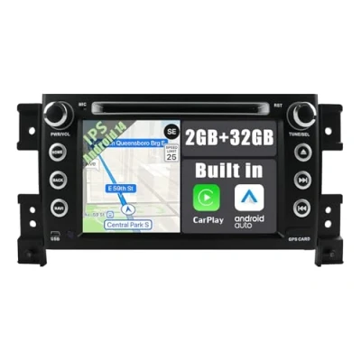 Imagen de YUNTX Android 14 Autoradio con navi para Suzuki Grand Vitara(2005 2013) Incorporado CarPlay/Android Auto/GPS IPS 2.5D Pantalla Dab/Bluetooth 5.0/Control del Volante/USB/WiFi/MirrorLink/4G/Cámara