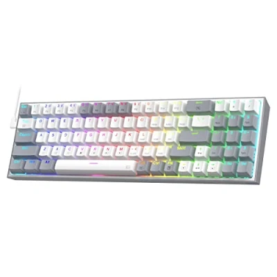 Imagen de Redragon K628 Pollux 75% teclado RGB para juegos con cable, 78 teclas, mecánico compacto intercambiable en caliente base 100%, PCB montado placa de mod libre,