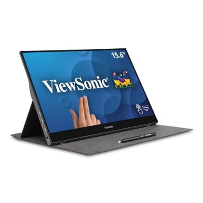Imagen de ViewSonic TD1655 Monitor Táctil Portátil de 16&quot; Full HD con 2 vías alimentación 60W USB C, Eye Care, Altavoces duales, diseño sin Marco Cubierta magnética Protectora