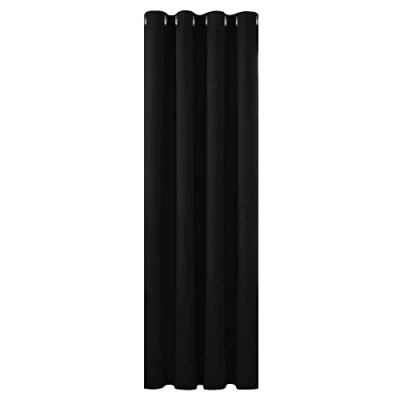 Imagen de Deconovo Cortinas Dormitorio Salon Opacas Moderna con Ojales, Termicas Aislantes Frio y Calor 132x183 cm(Ancho x Alto) Negro, 1 Pieza
