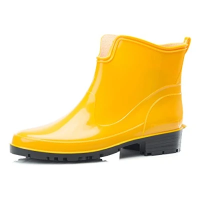 Imagen de Ladeheid Botines de Agua en PVC para Mujer Botas Lluvia Impermeables Caucho Zapatos Goma Mujeres Primavera Wellington Boots Cortas LA 930 (Amarillo, 38 EU)