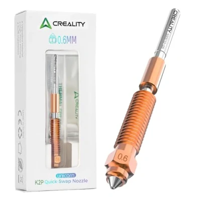 Imagen de Creality boquilla K2 Plus de 0,6 mm, impresora 3D, intercambio rápido unicornio con cuello aleación titanio, cobre y acero endurecido para 3D