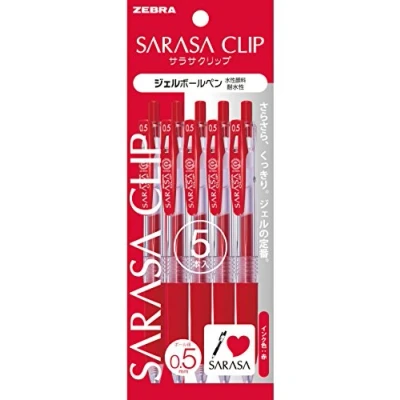 Imagen de Zebra Sarasa Bolígrafo de Gel con Clip 0.5 mm (Rojo x 5 (P JJ15 R5), Unid.)