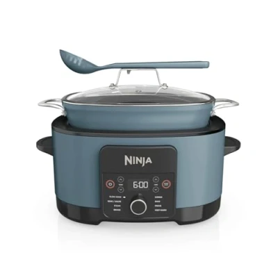 Imagen de Ninja Foodi PossibleCooker 8 l, multifunción en 1, antiadherente, rejilla vapor, cucharón, tapa de vidrio, olla eléctrica para cocinar, sellar, hornear, raciones, gris sal marina, MC1001EU