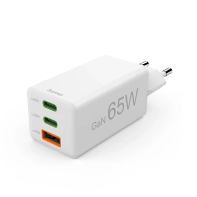 Imagen de Cargador Hama 00201996, Universal, 2xUSB C+ 1xUSB A, 65W, 220V, Enchufe Europeo, Blanco