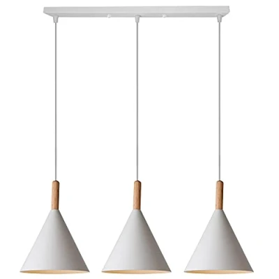 Imagen de E27 Lámparas Colgantes 3 Luces Lamparas de Techo Metal para Bombilla LED Pantallas Ø19 cm Iluminación Colgante 60W 220V (Blanco)
