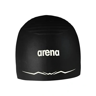 Imagen de Arena Gorro de natación Silicona para Hombres y Mujeres Aquaforce Wave Rendimiento hidrodinámico competitivo intensiva, Negro, Mediano