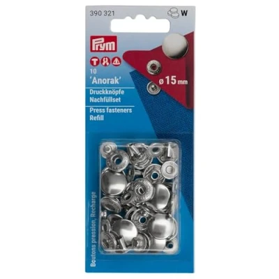 Imagen de Prym Botones A Presión, Metal, Plata, 15 mm, silberfarbig, 10 Stück