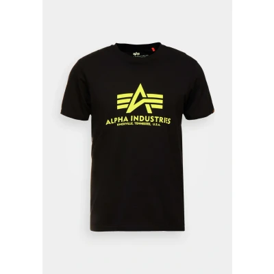 Imagen de ALPHA INDUSTRIES Basic Neon Print Camiseta, Negro (Black Yellow 478), L para Hombre