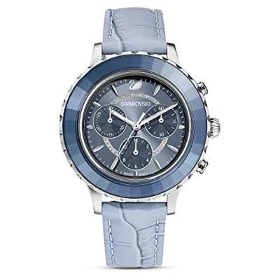 Imagen de Swarovski Reloj Octea Lux Chrono, correa de piel, Azul, Acero inoxidable