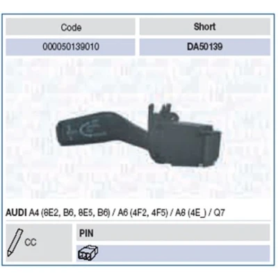 Imagen de MAGNETI MARELLI 000050139010 Conmutador en la Columna de Dirección AUDI: A6 C6 Berlina, A8 D3, A4 B6 Avant
