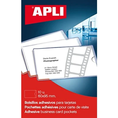 Imagen de APLI 2580 Bolsillos porta tarjetas autoadhesivos (95 x 60 mm), 10 unidades