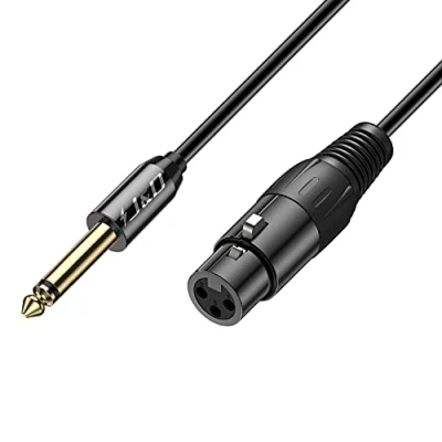 Imagen de J&amp;D XLR a TS 6.35mm (1/4&quot;) Cable, PVC 6.35 mm 1/4&quot; Macho Hembra Desequilibrada Micrófono de Interconexión Adaptador Cable Audio para Altavoz Mic Mezclador Guitarra AMP, 1,5m