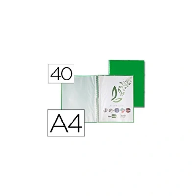 Imagen de Carpeta liderpapel escaparate con espiral 40 fundas polipropileno din a4 verde