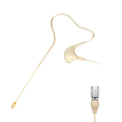Imagen de KIMAFUN Micrófono de Diadema Headworn un Solo sobre Orejera Colgante Condensador Compatible con el Transmisor Bolsillo del Sistema Inalámbrico Audio Technica, Beige, HC 830 T4