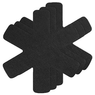 Imagen de XPOOS 3 Piezas Protector De Ollas Y Sartenes, Fieltro Protectores para Sartenes Antideslizante, Separadores Evitar Arañazos En Utensilios Cocina, Negro