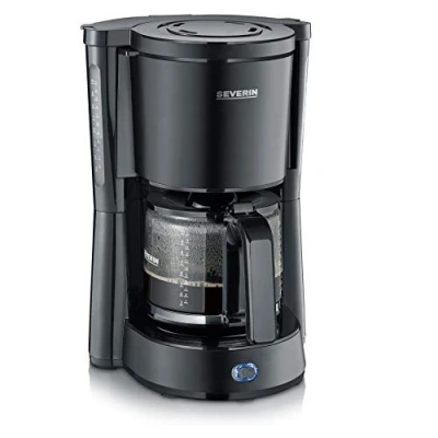 Imagen de SEVERIN Cafetera de goteo para 10 tazas, filtro / americana Con jarra cristal 1,25 l, placa calefactora y desconexión automática, Acero inoxidable/Negro, KA 9554