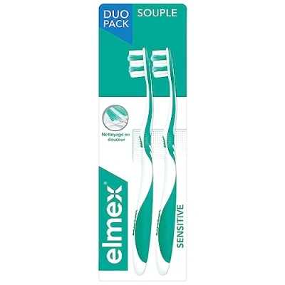 Imagen de Elmex Cepillo de dientes Sensitive Flexible Juego 2 cepillos para sensibles Limpieza suave y profunda