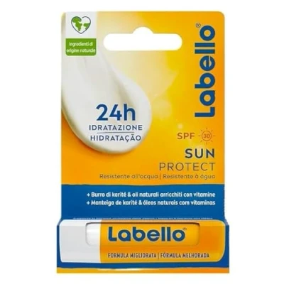 Imagen de Labello Sun Protect bálsamo labial SPF50, 4,8 g, con filtros UVA/UVB, cera de abeja y aceites naturales, labios protección solar 50 hidratante durante 24 horas