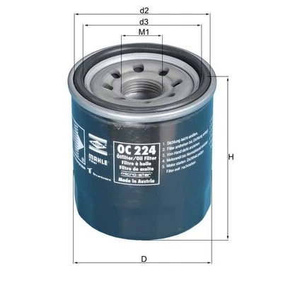 Imagen de MAHLE ORIGINAL OC 224 Filtro de aceite con válvula bloqueo retorno enroscable