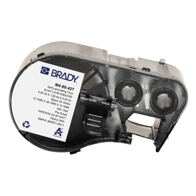 Imagen de BMP53 Brady M4 89 427 etiquetas de vinilo laminado negro sobre blanco/transparente 38,1 mm x 12,7
