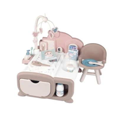 Imagen de Smoby Centro de Cuidados Electrónico 3 en 1 para Muñecos, Baby Nurse Cocoon, Zona Descanso y Comedor, Intercomunicador Cámara Vigilancia, Múltiples Accesorios, A Partir Años (7600220379)
