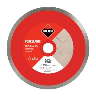 Imagen de RUBI Disco Diamante Corte Continuo CPC PRO Fino de Gres Porcelánico con Espesor Inferior a 20 mm Especial para Inglete Diámetro Externo: 200