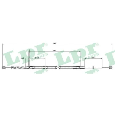 Imagen de LPR C0811B Cable de Freno Mano 1620/940 Tambor SKODA: Octavia I Hatchback