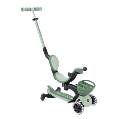 Imagen de Globber GOUP Baby 360 Lights Patinete escalable de 3 Ruedas con Asiento y Respaldo para niños 15 Meses a 6 años, Verde Salvia